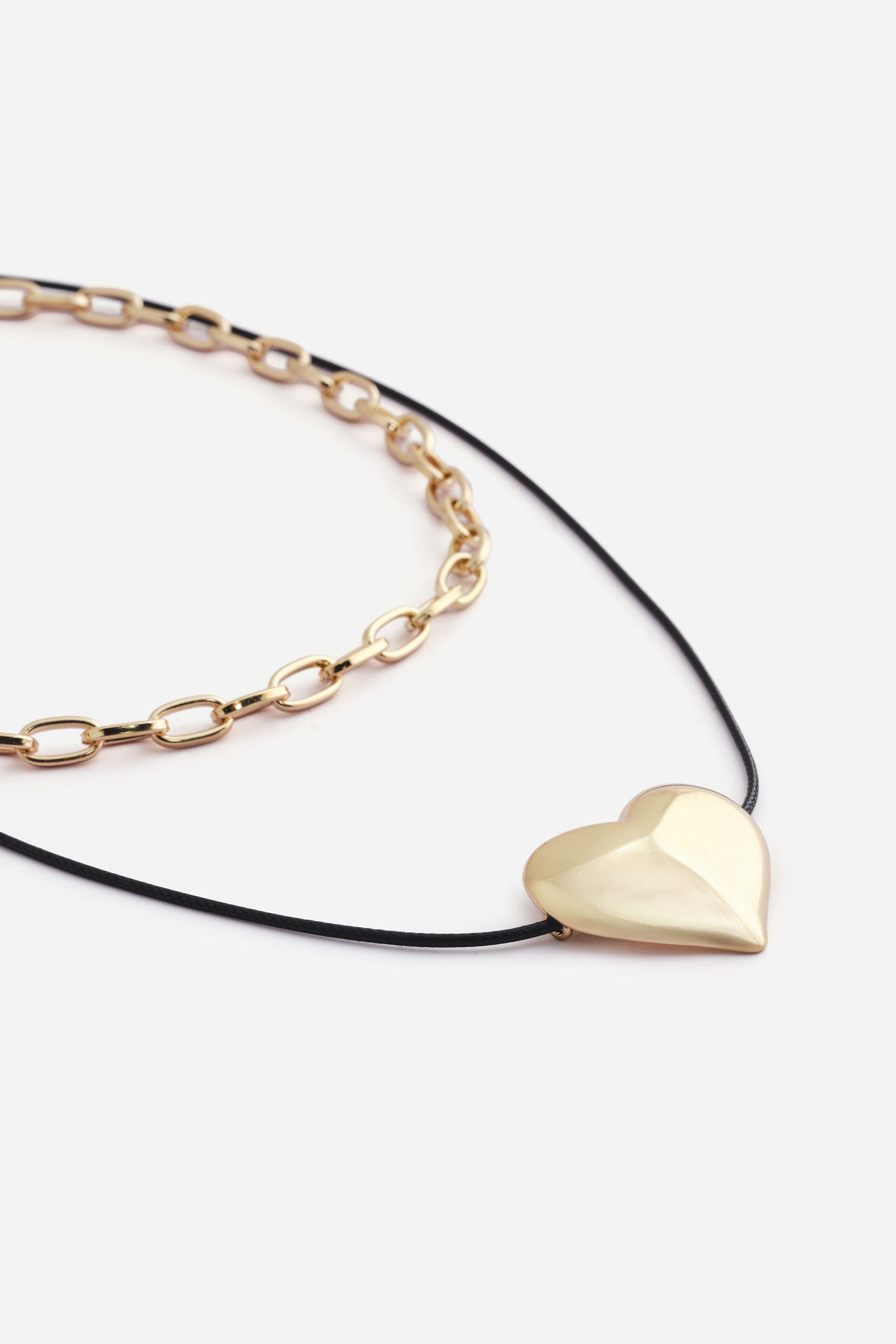 Layered Heart Cord Necklace in Gold, , image 2